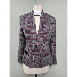 NWT Ming Wang Tailored Fit Acrylic Knit Cardigan Jacket Sweater Pink Size Small